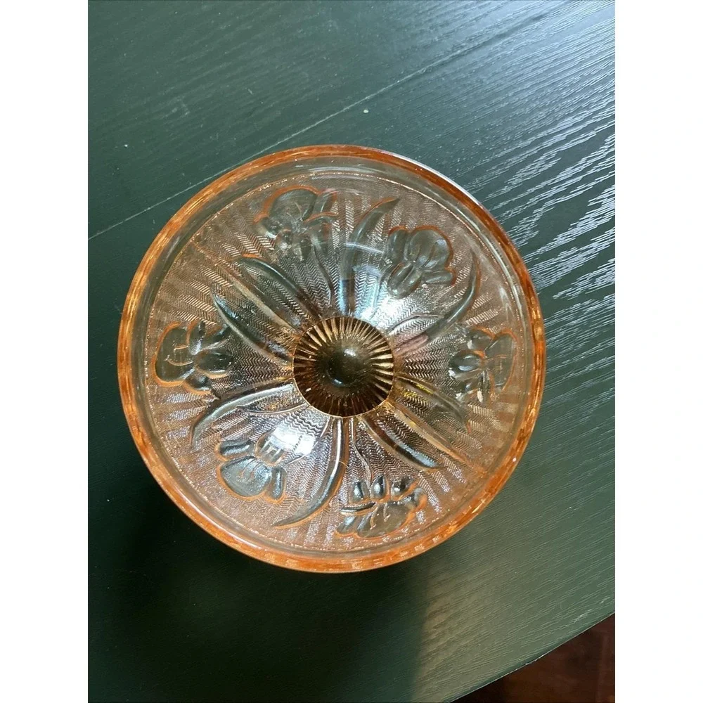 Mini Bundle Jeanette Iris & Herringbone Marigold Glass‎ Footed Bowl & (2) Plates